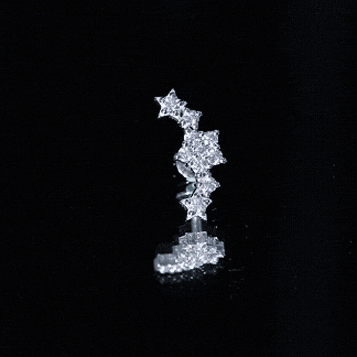 Unique Moissanite Star Crawler Earring for Helix Piercing