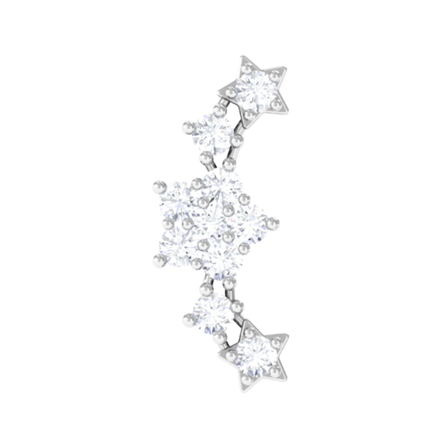 Unique Moissanite Star Crawler Earring for Helix Piercing