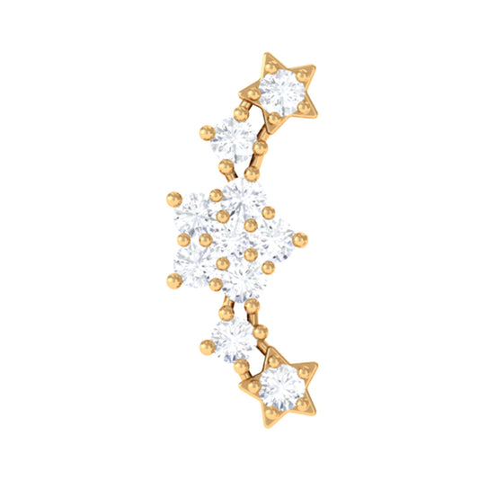 Unique Moissanite Star Crawler Earring for Helix Piercing