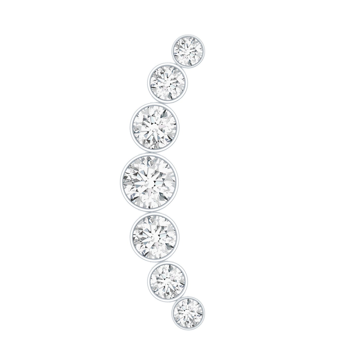 Graduated Bezel Set Moissanite Curved Crawler Earring