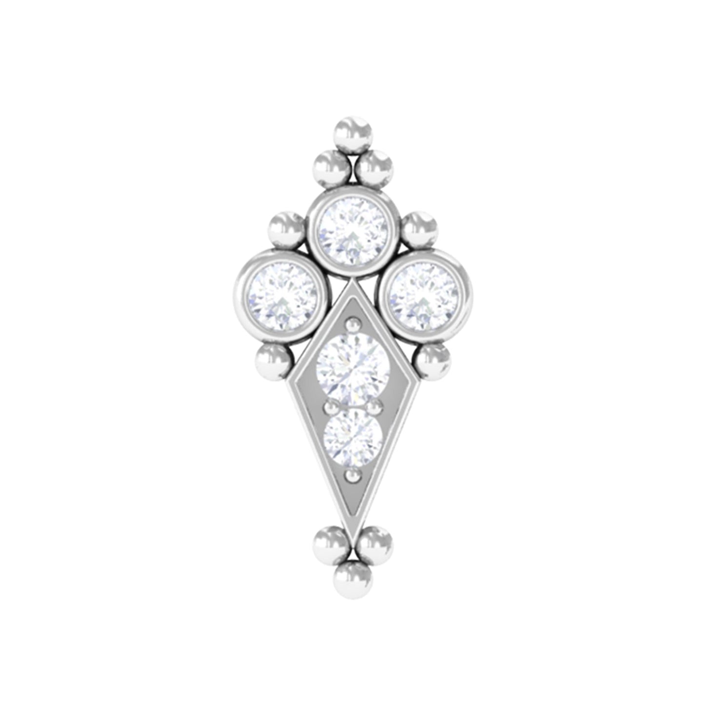 Diamond Art Deco Cartilage Earring with Beads