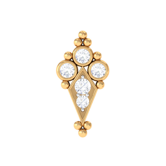 Diamond Art Deco Cartilage Earring with Beads