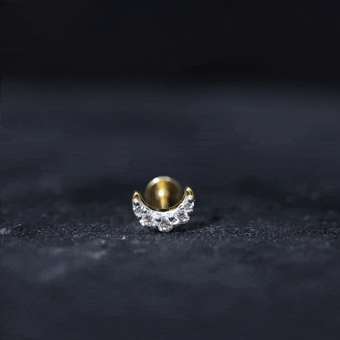 Moissanite Crescent Moon Helix Earring for Women