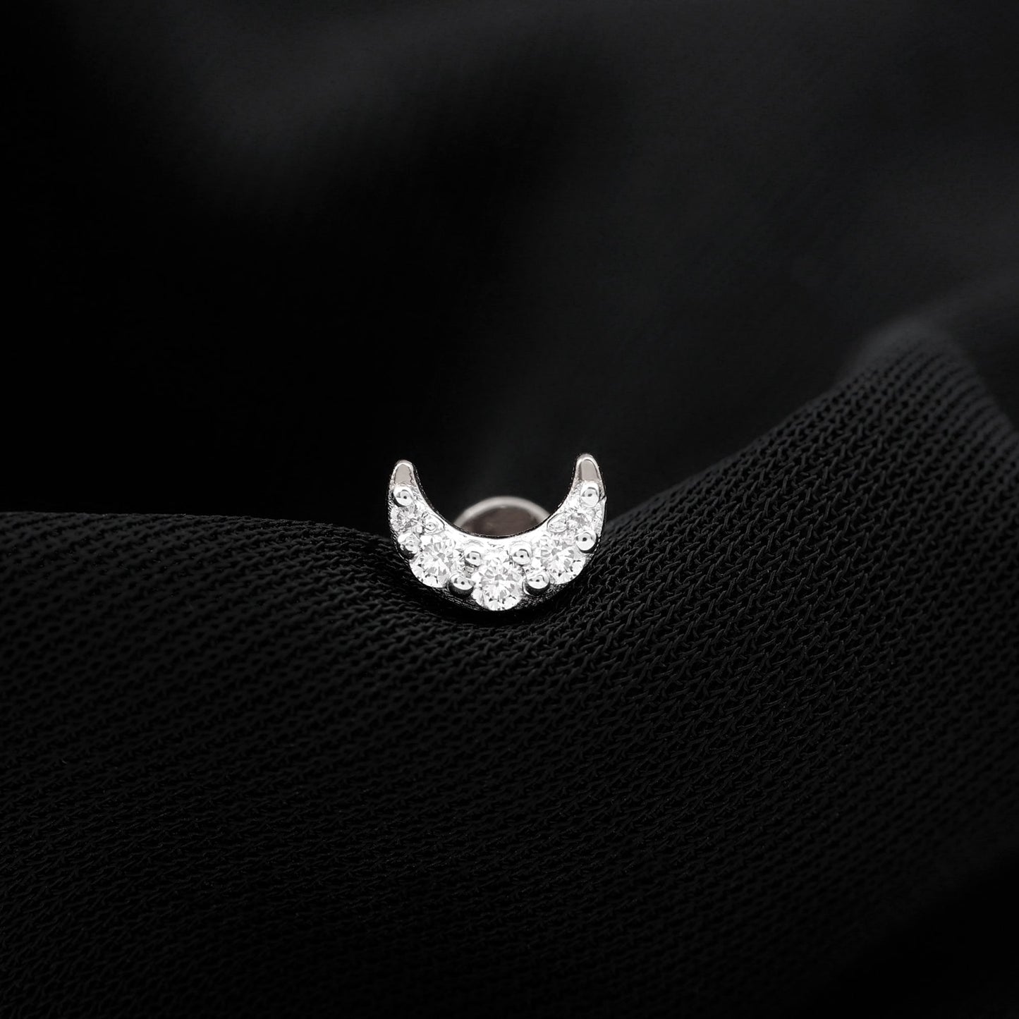 Moissanite Crescent Moon Helix Earring for Women