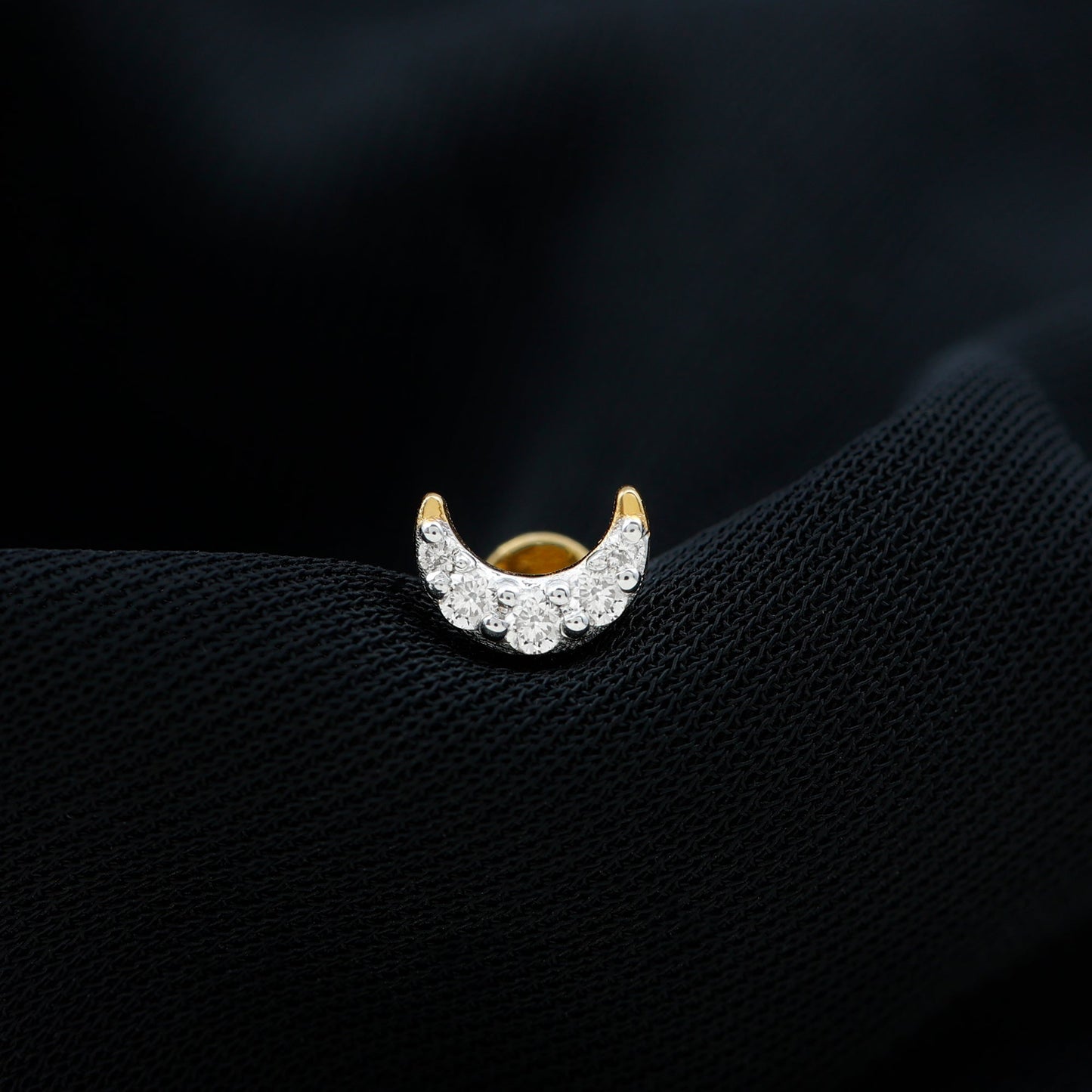 Moissanite Crescent Moon Helix Earring for Women