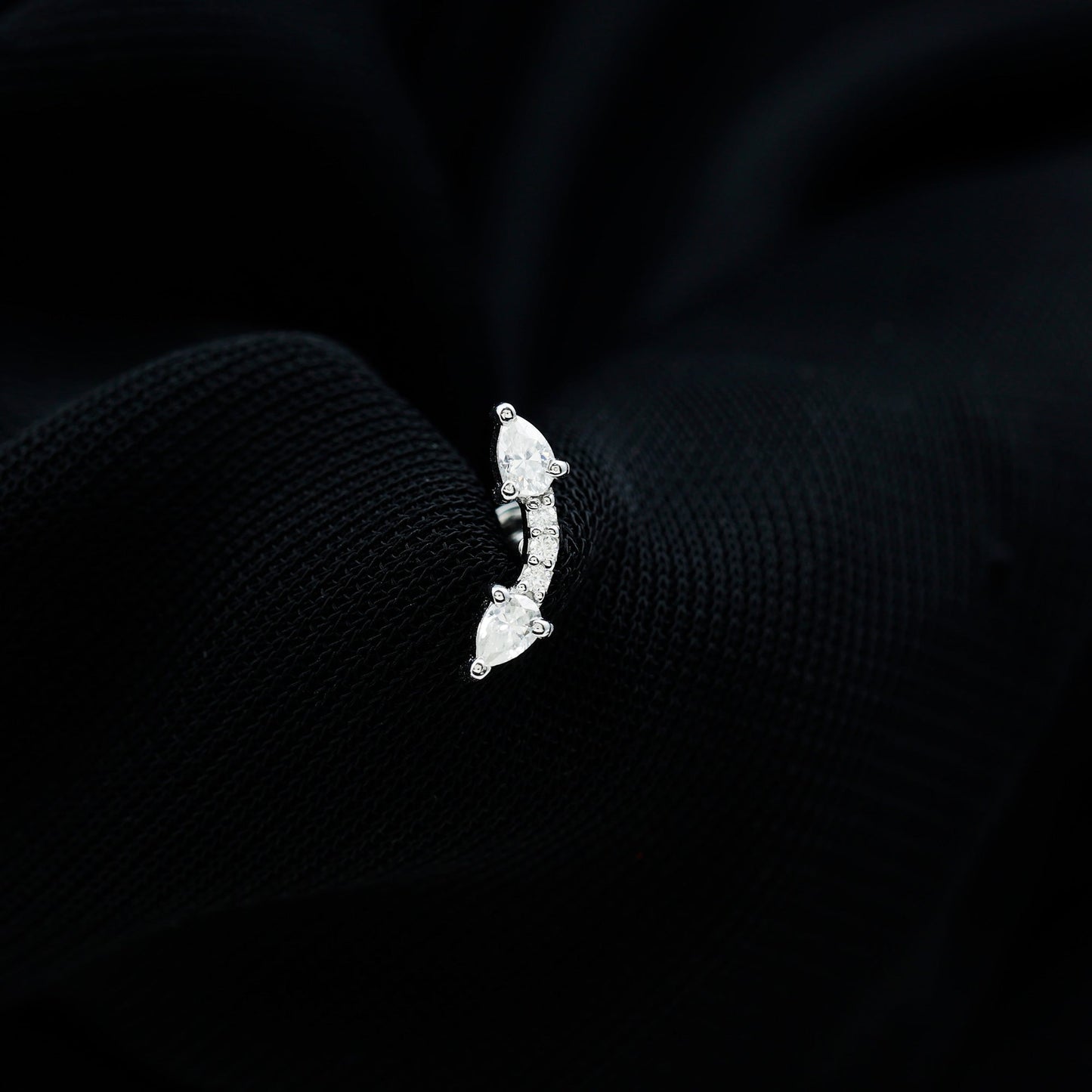 Certified Moissanite Curved Cartilage Earring