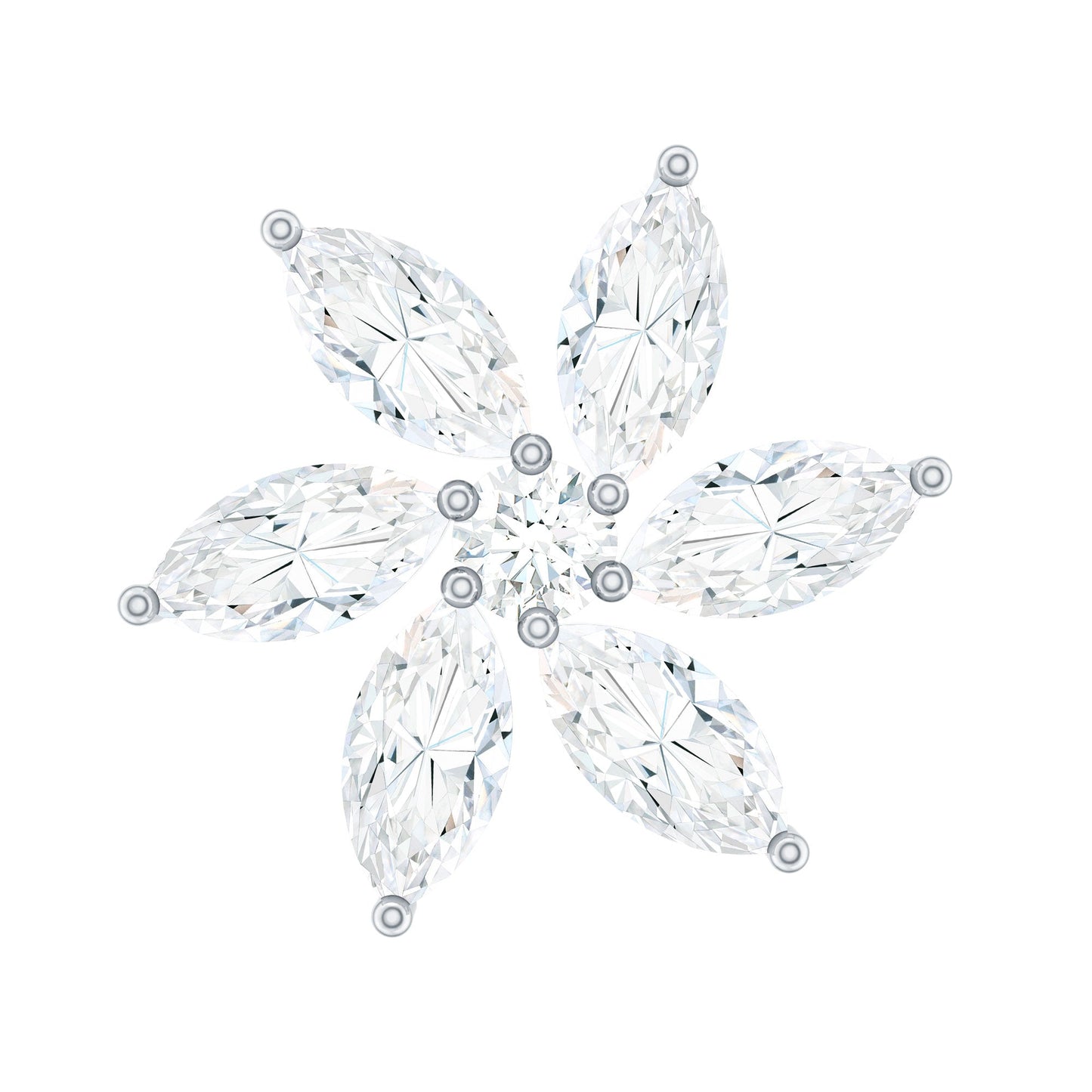 Marquise Moissanite Flower Earring for Cartilage Piercing