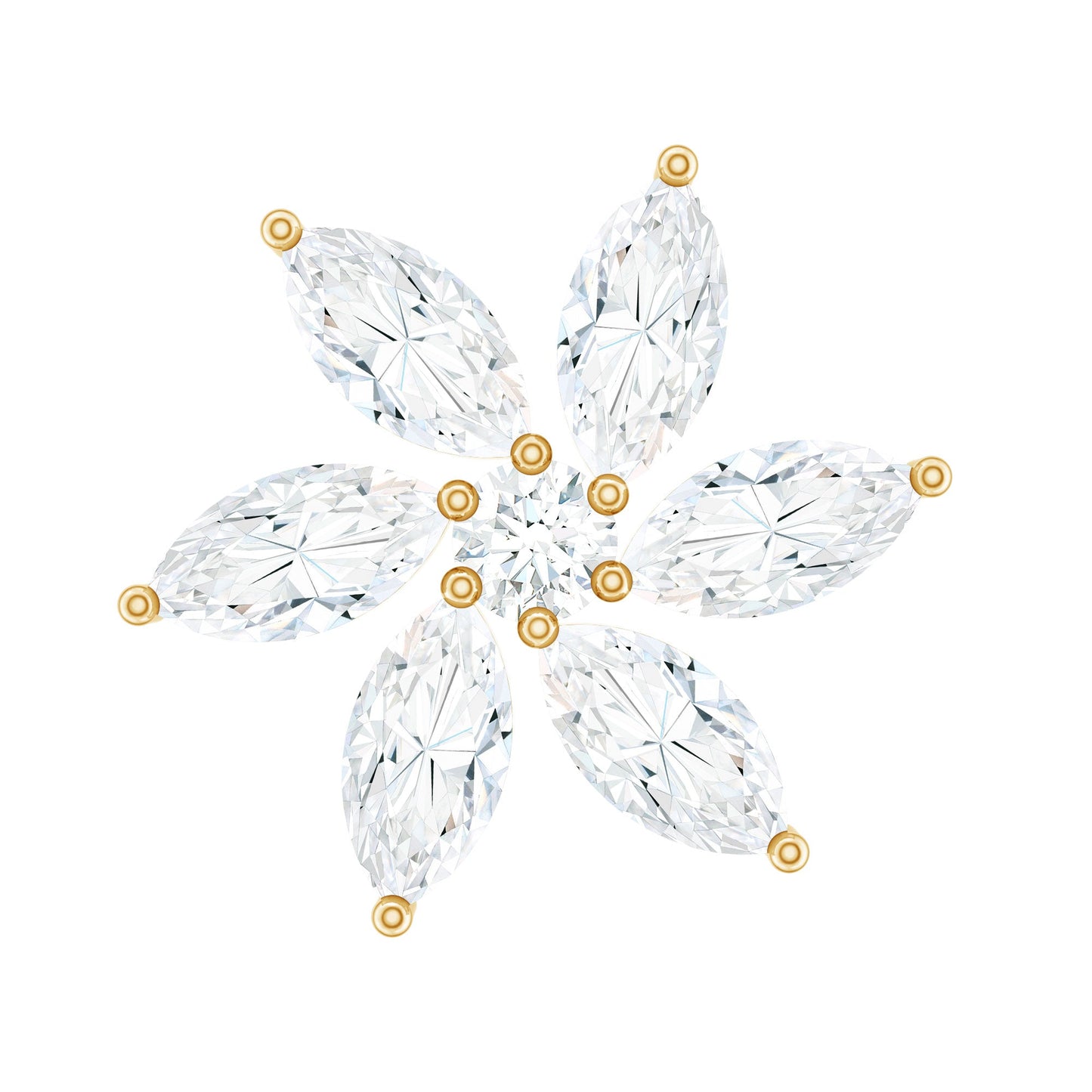 Marquise Moissanite Flower Earring for Cartilage Piercing