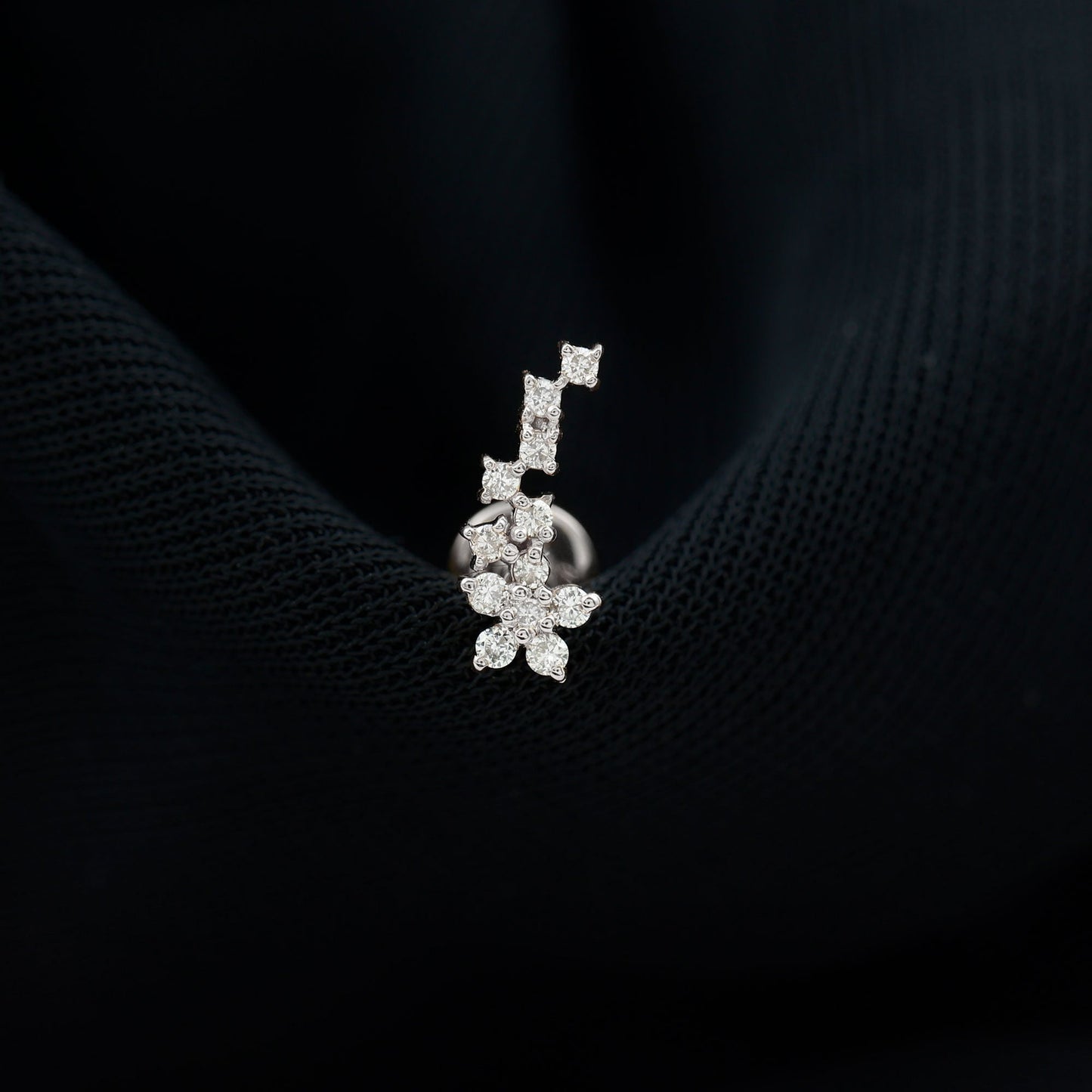 Moissanite Ear Crawler Earring for Cartilage Piercing