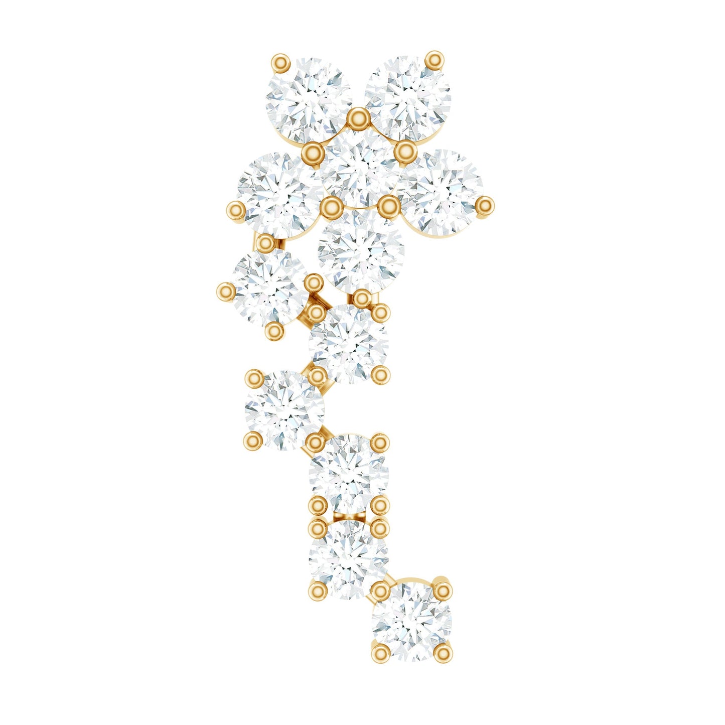 Moissanite Ear Crawler Earring for Cartilage Piercing