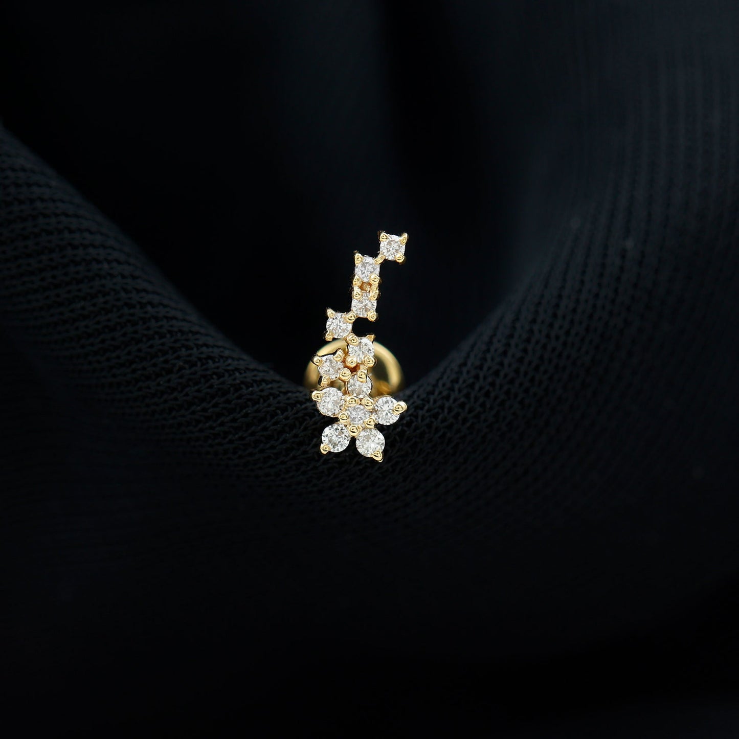 Moissanite Ear Crawler Earring for Cartilage Piercing