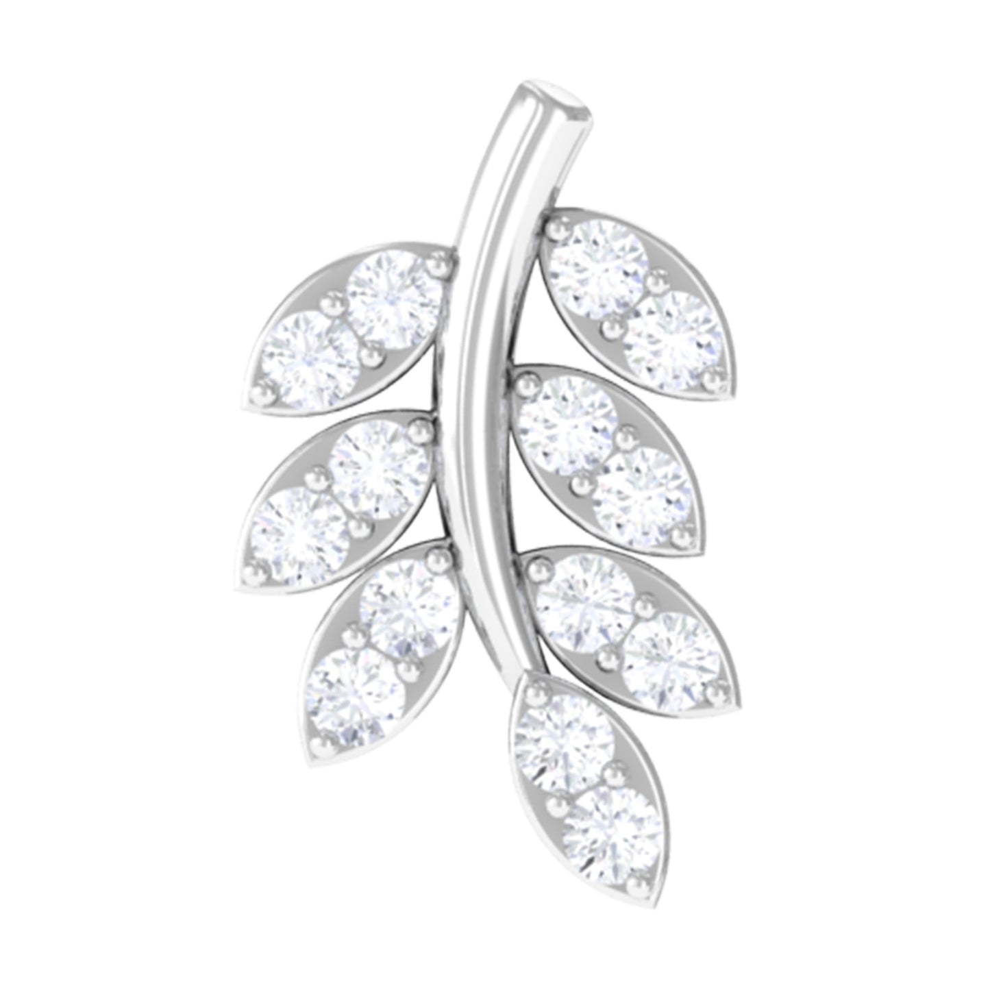 Natural Diamond Olive Leaf Earring for Cartilage Piercing