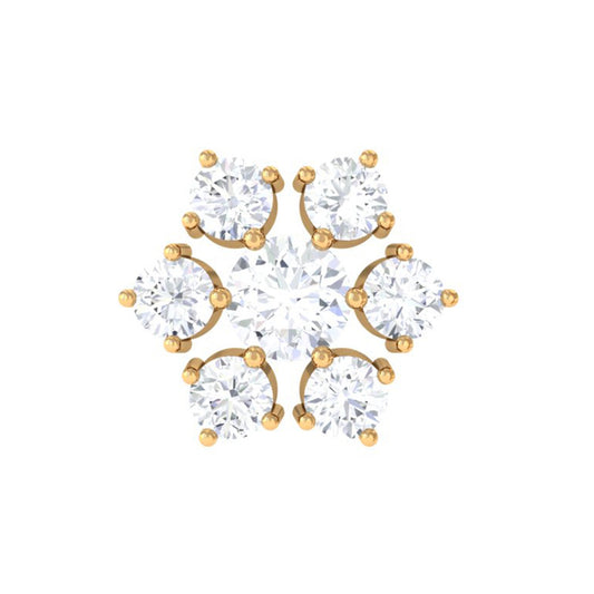 Round Cut Moissanite Cluster Floral Cartilage Earring