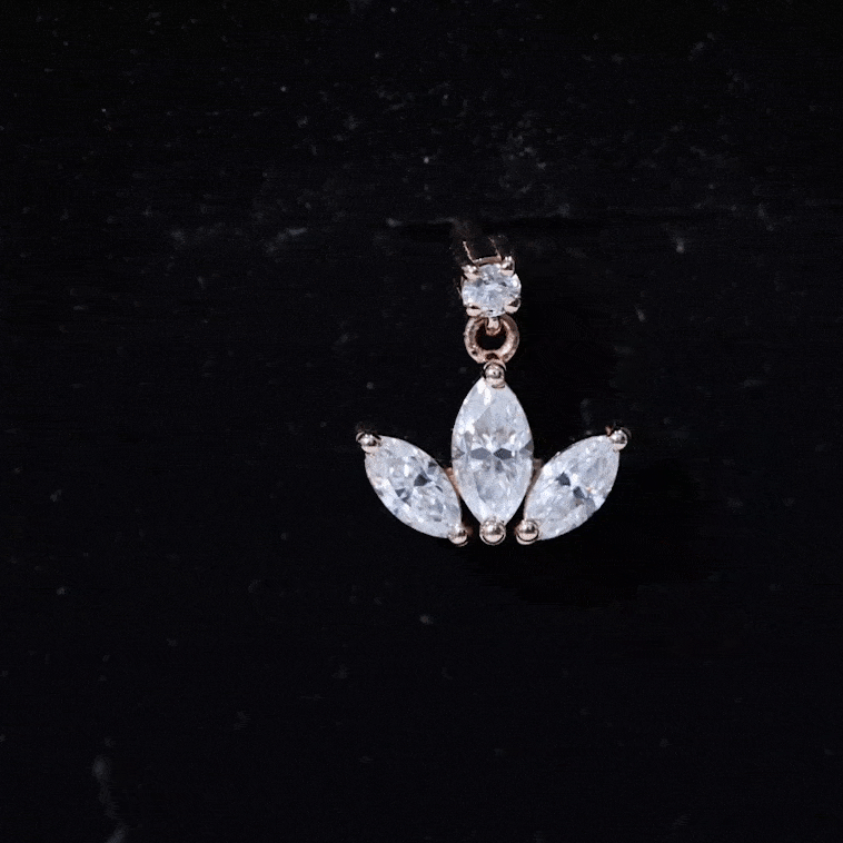 Marquise Cut Moissanite Lotus Flower Drop Helix Earring