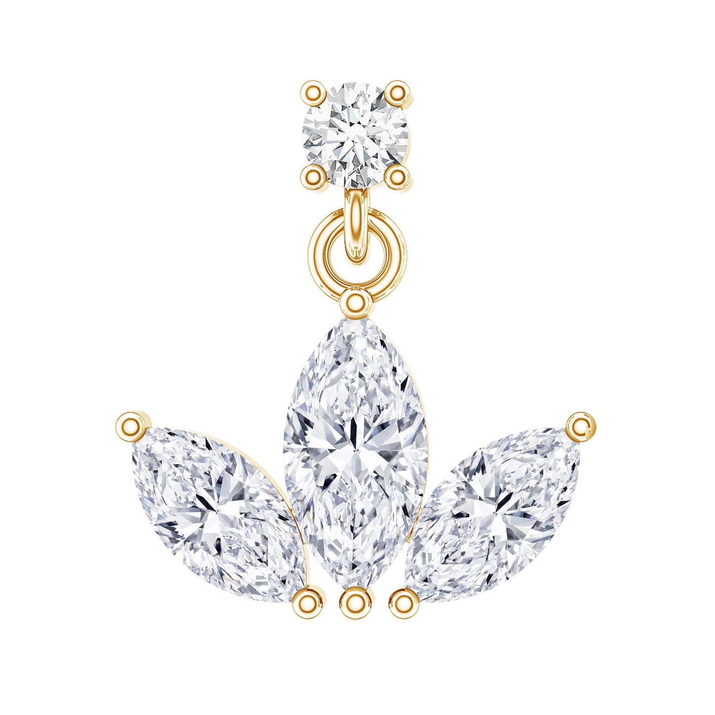 Marquise Cut Moissanite Lotus Flower Drop Helix Earring