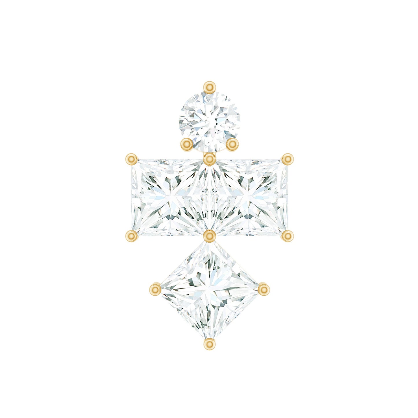 Round and Princess Cut Moissanite Cluster Helix Earring