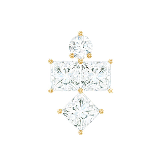 Round and Princess Cut Moissanite Cluster Helix Earring