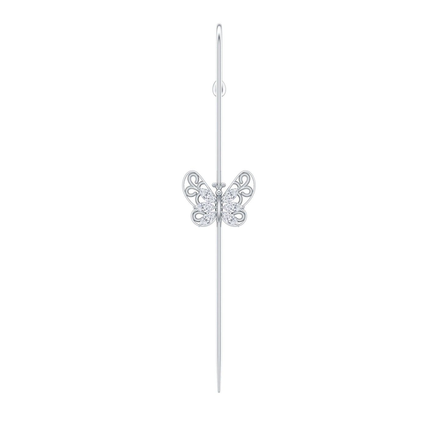 Elegant Certified Moissanite Butterfly Ear Pin Earring