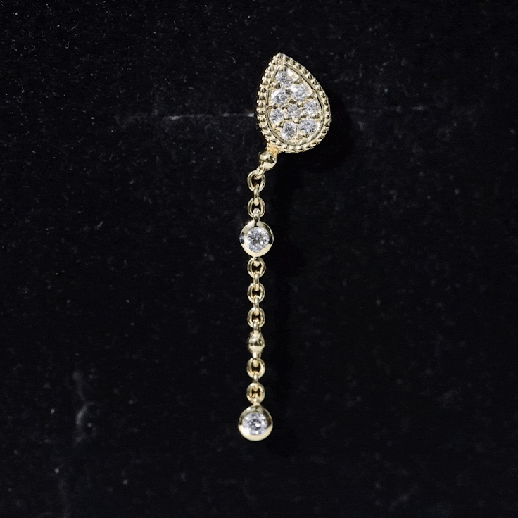 Natural Diamond Chain Dangle Earring for Cartilage Piercing