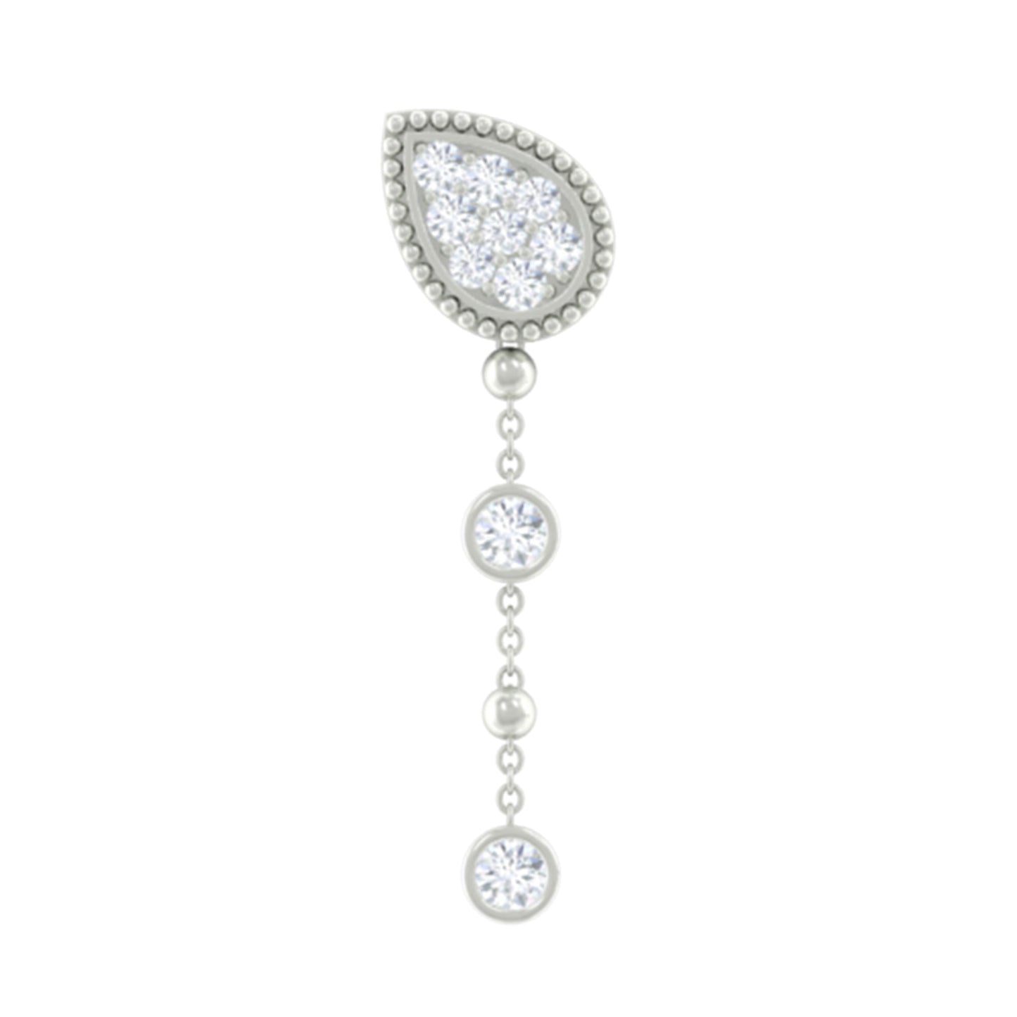 Natural Diamond Chain Dangle Earring for Cartilage Piercing
