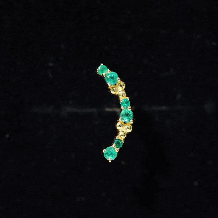 Natural Emerald Crawler Cartilage Earring with Beaded Details