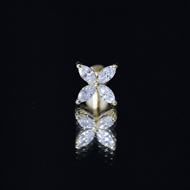 Marquise Cut Moissanite Flower Cartilage Earring