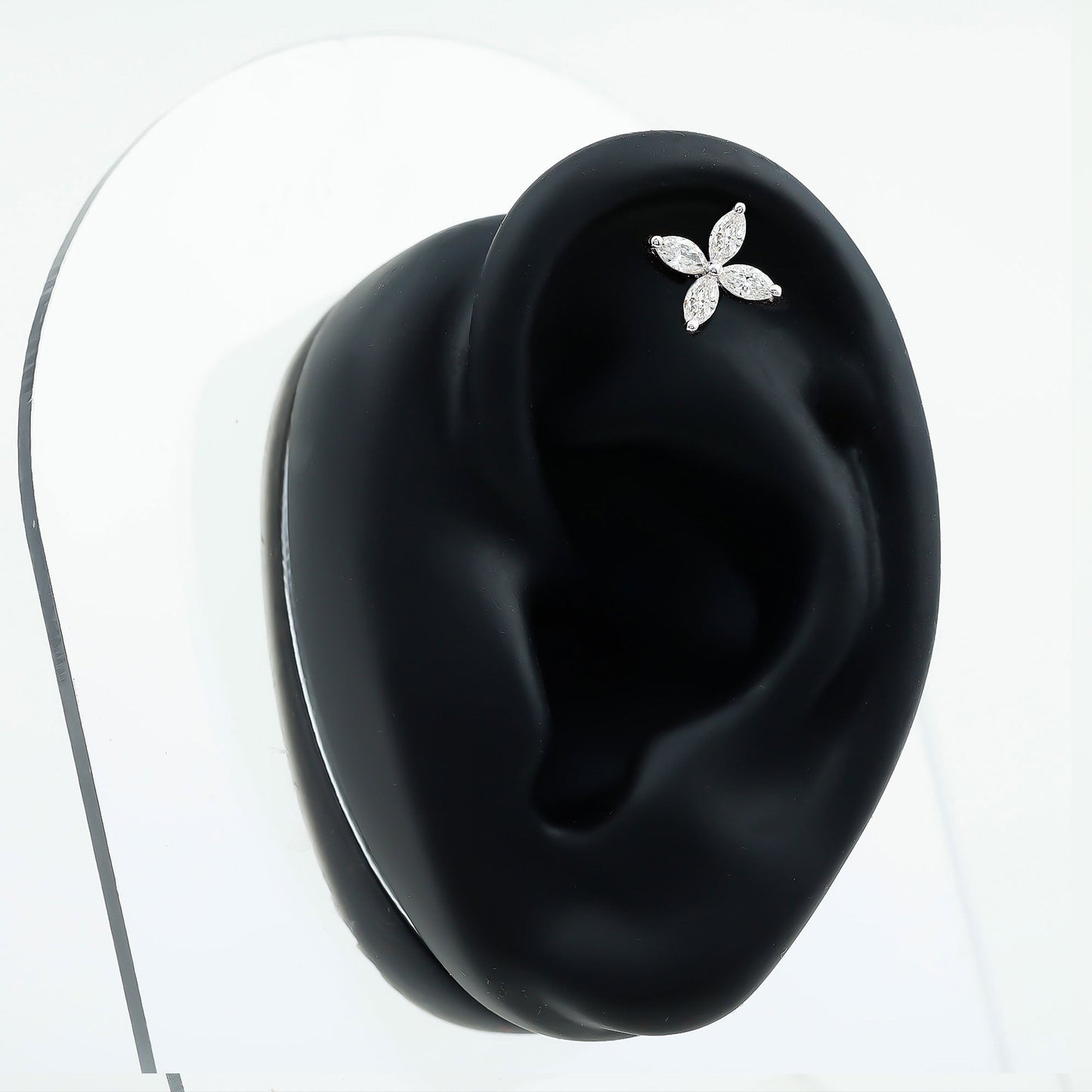 Marquise Cut Moissanite Flower Cartilage Earring