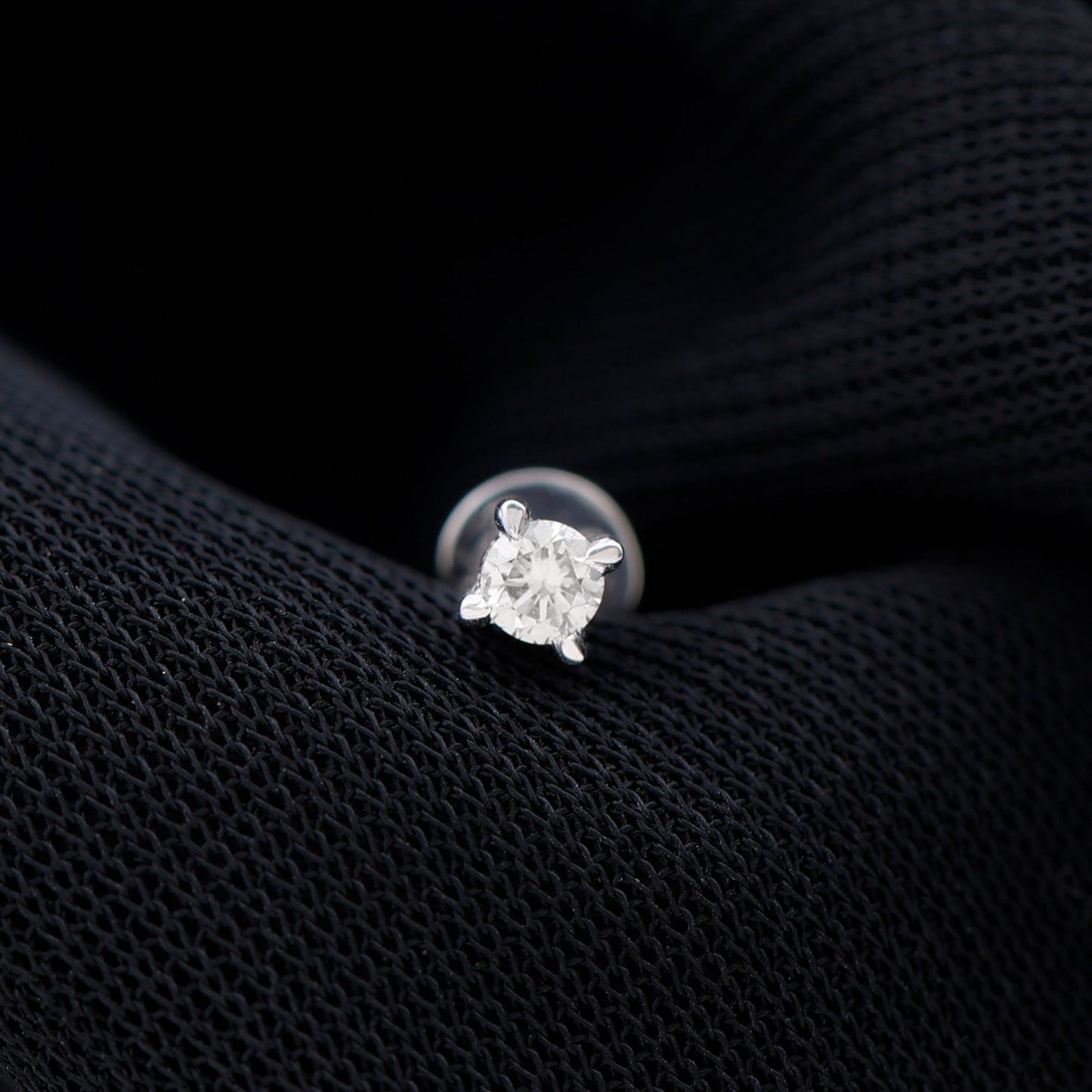 Dainty Round Diamond Conch Earring in Prong Setting