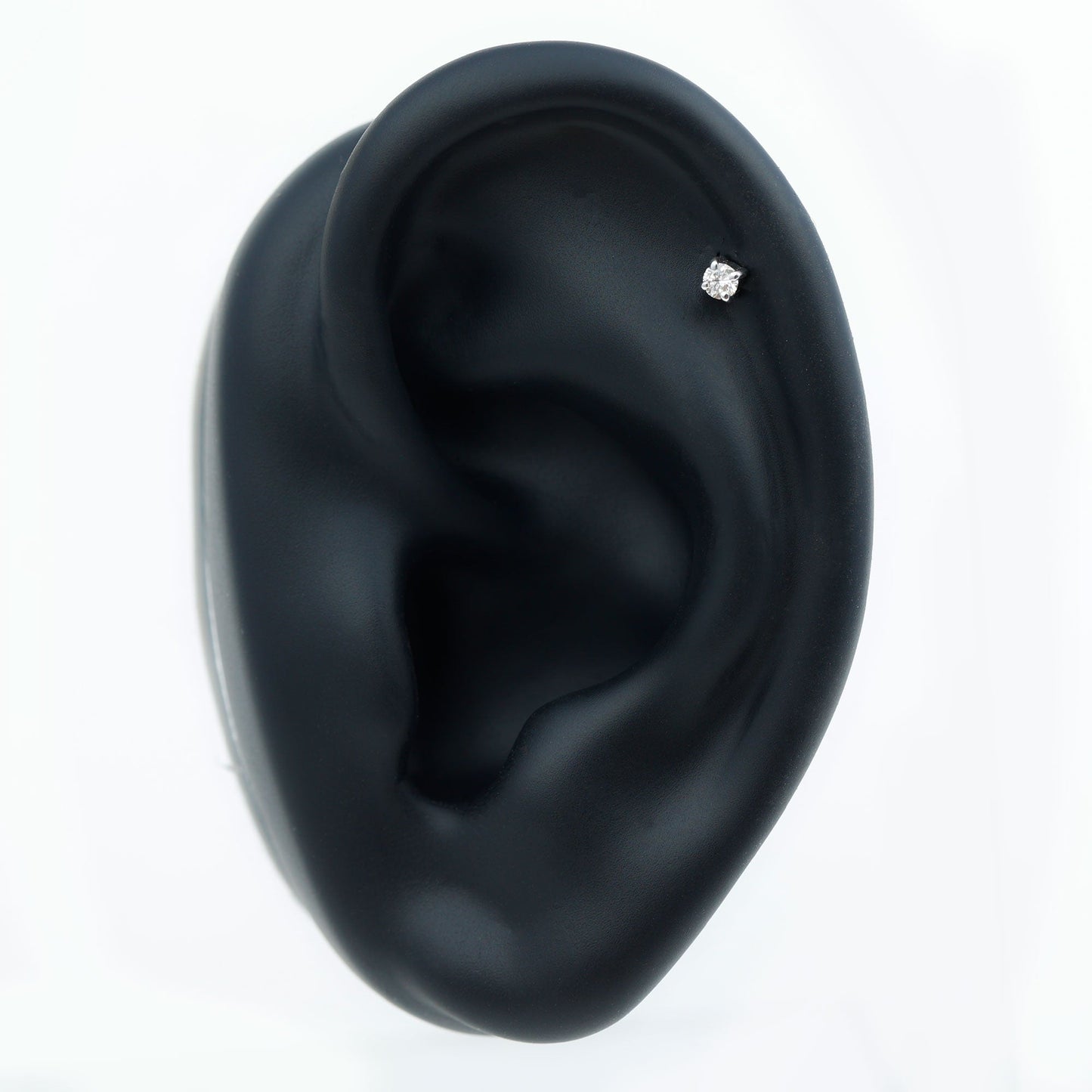 Dainty Round Diamond Conch Earring in Prong Setting
