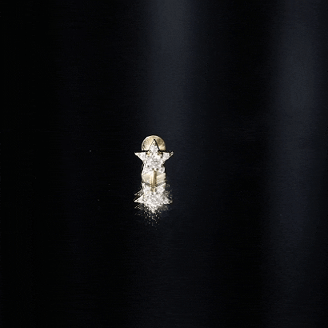 Dainty Moissanite Star Cartilage Earring with Flat Back