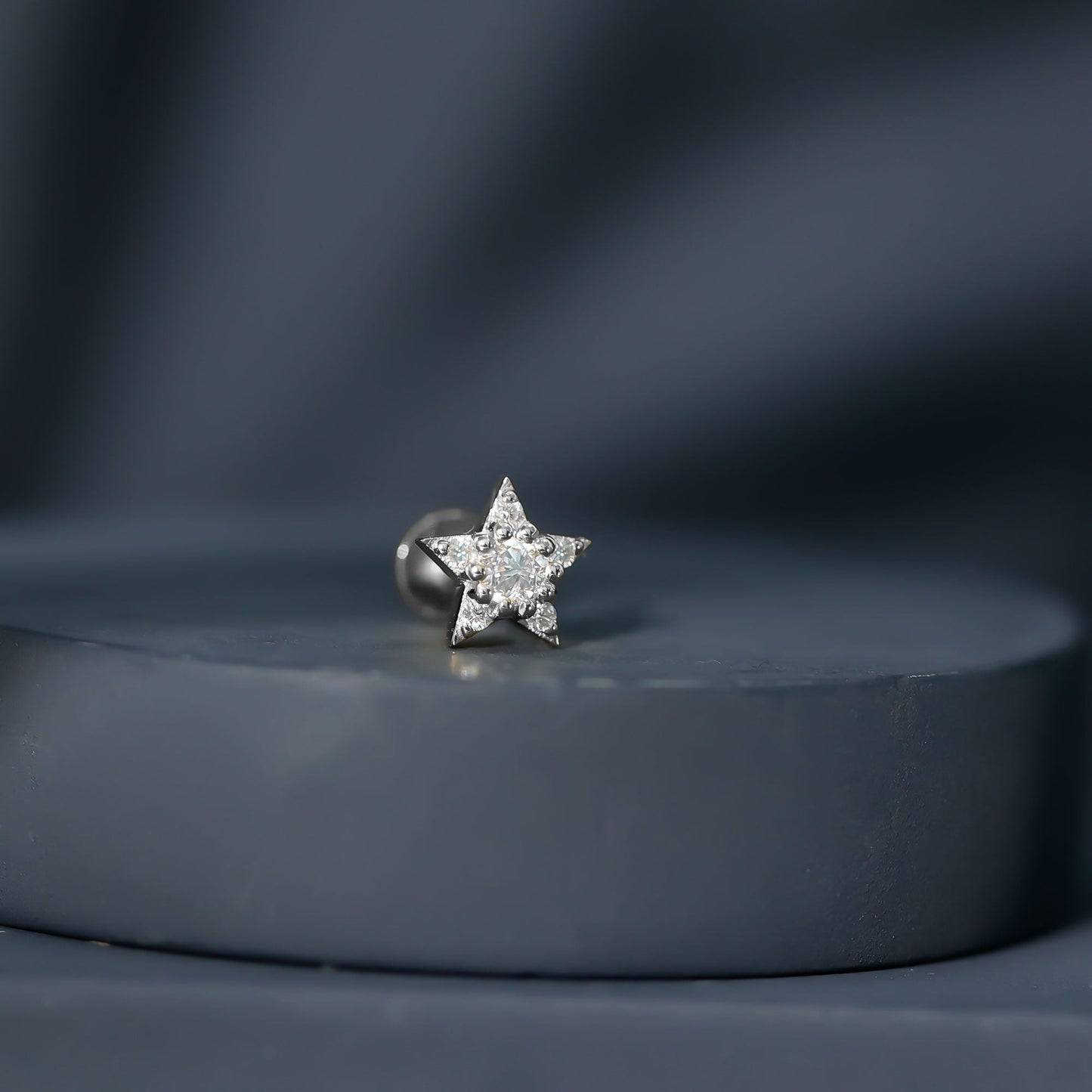 Dainty Moissanite Star Cartilage Earring with Flat Back