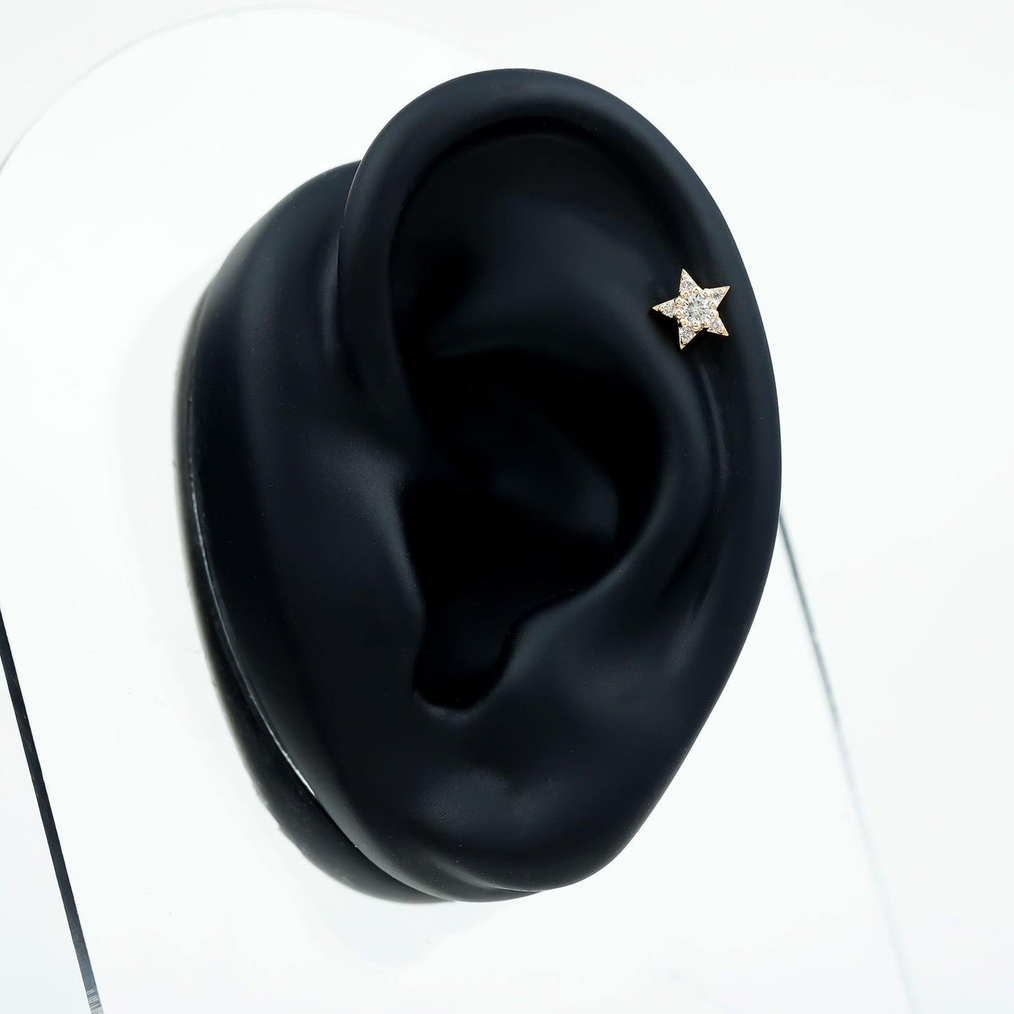 Dainty Moissanite Star Cartilage Earring with Flat Back