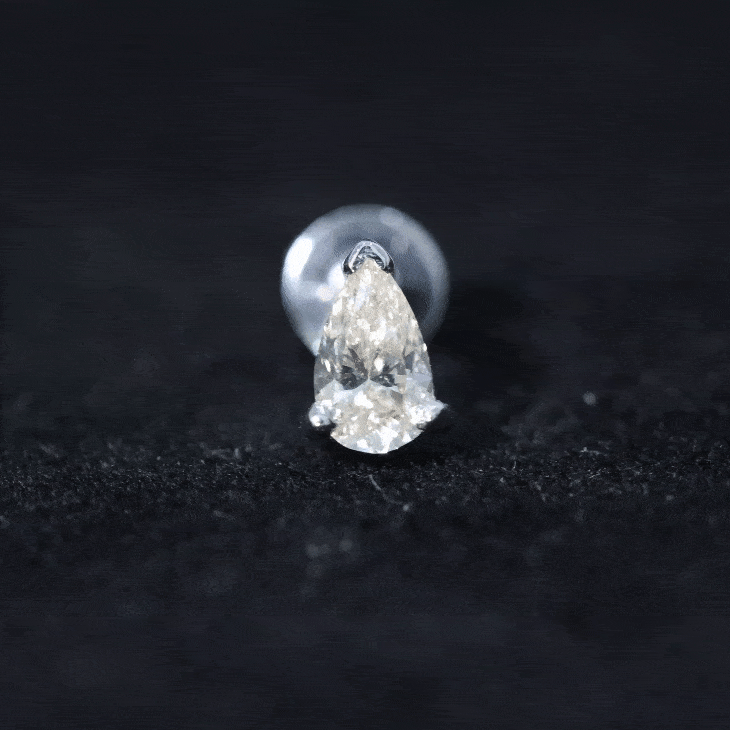 Pear Shape Moissanite Solitaire Conch Earring