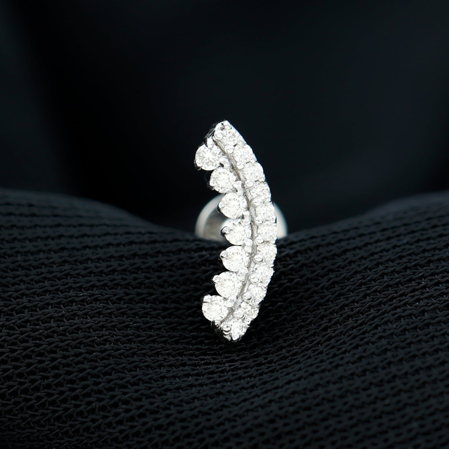Certified Moissanite Curved Earring for Cartilage Piercing