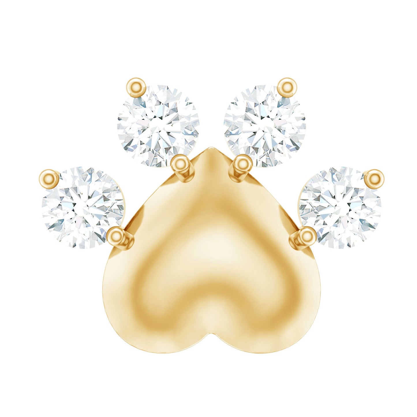Round Moissanite Heart Paw Earring for Helix Piercing