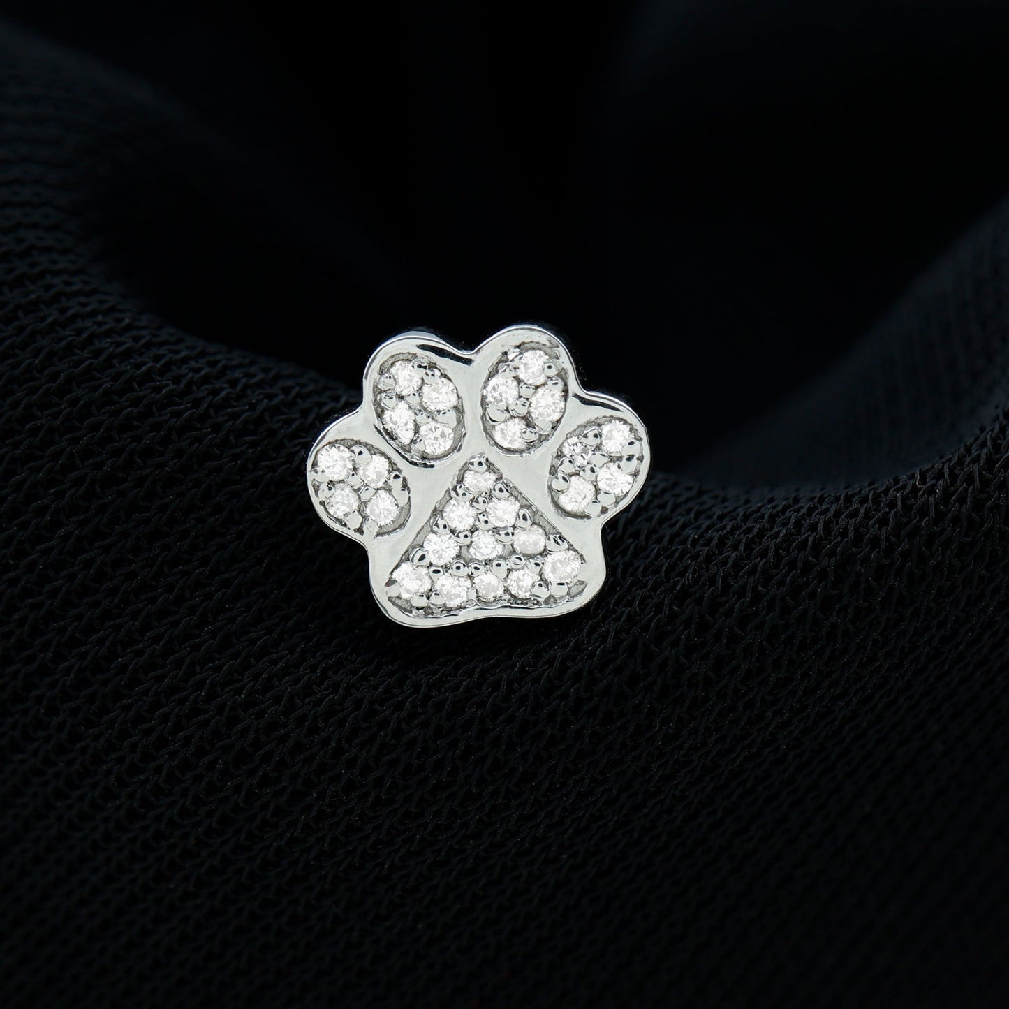 Moissanite Dog Paw Print Earring for Cartilage Piercing