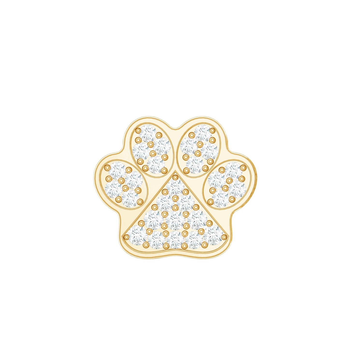 Moissanite Dog Paw Print Earring for Cartilage Piercing