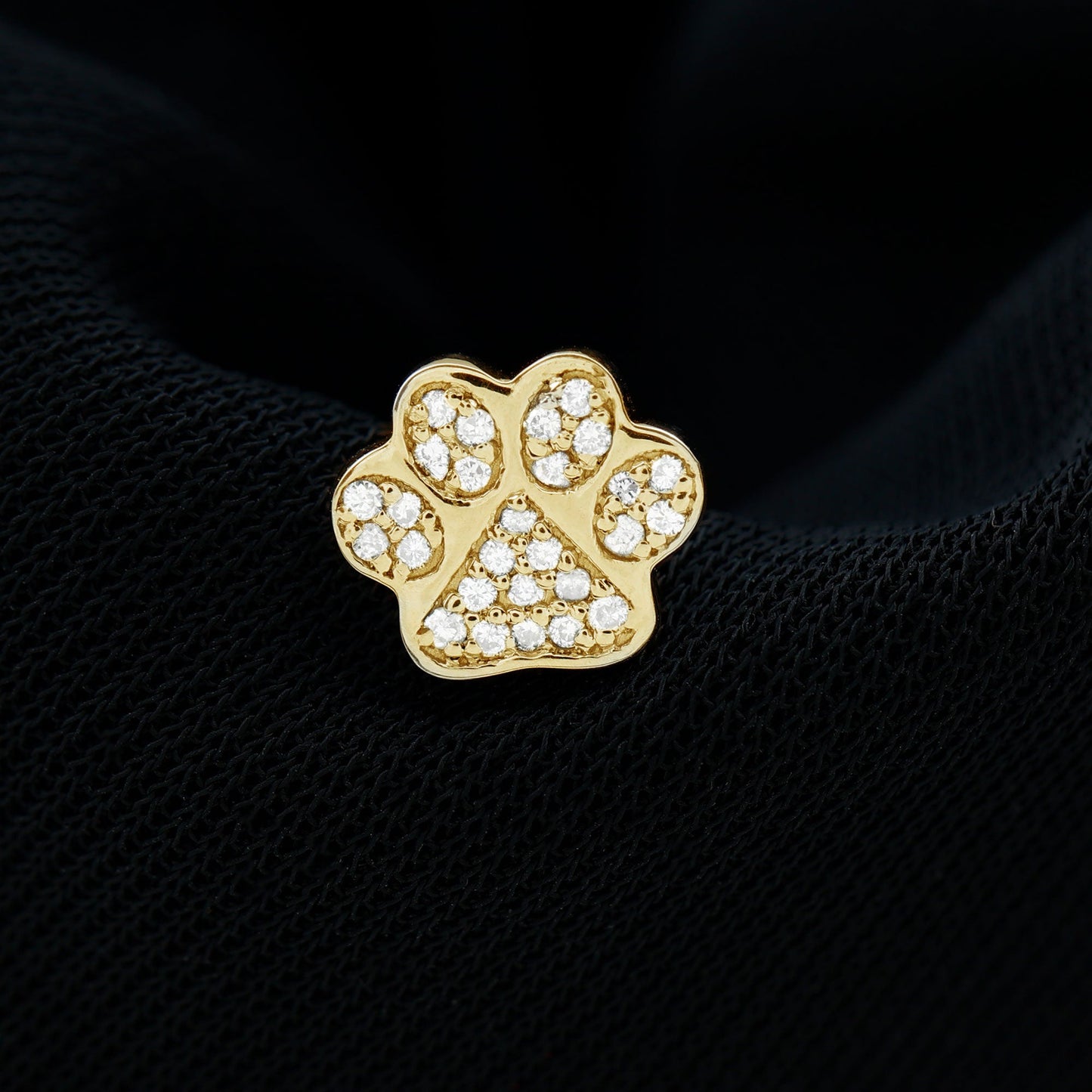 Moissanite Dog Paw Print Earring for Cartilage Piercing