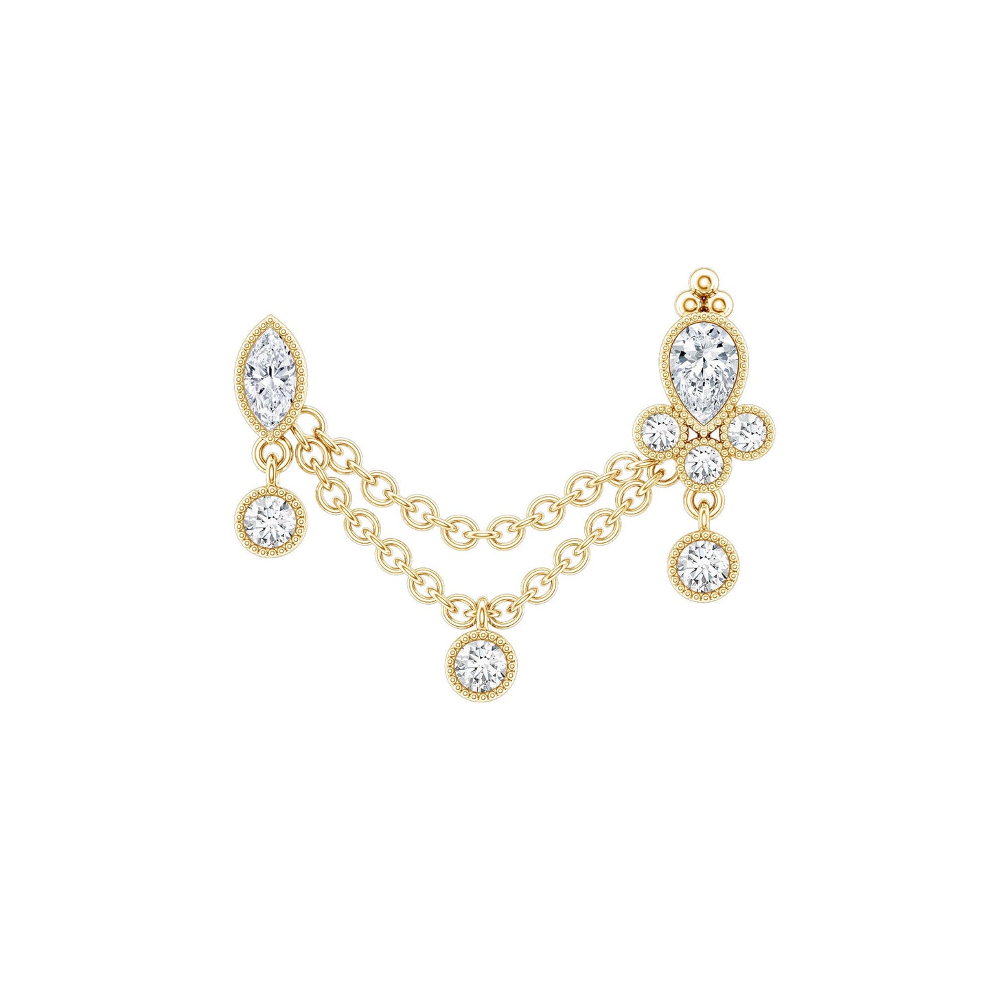 Vintage Style Diamond Double Piercing Earring