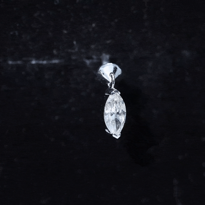 Marquise Moissanite Drop Earring for Tragus Piercing