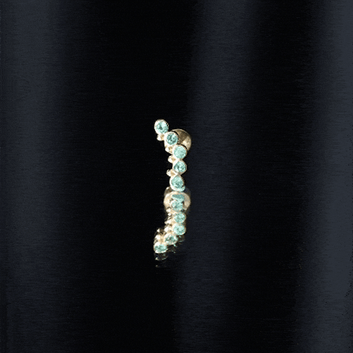 Natural Emerald Curved Climber Earring for Helix Piercing