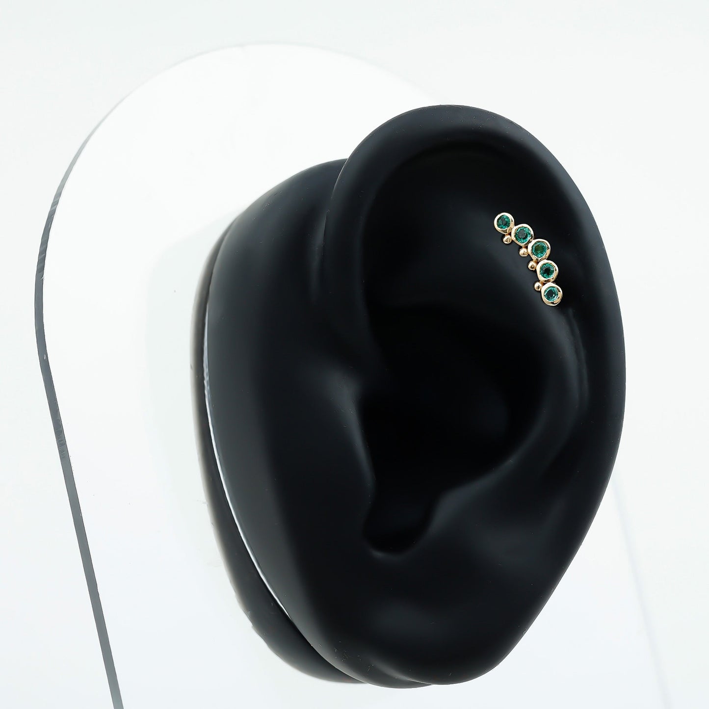 Natural Emerald Curved Climber Earring for Helix Piercing
