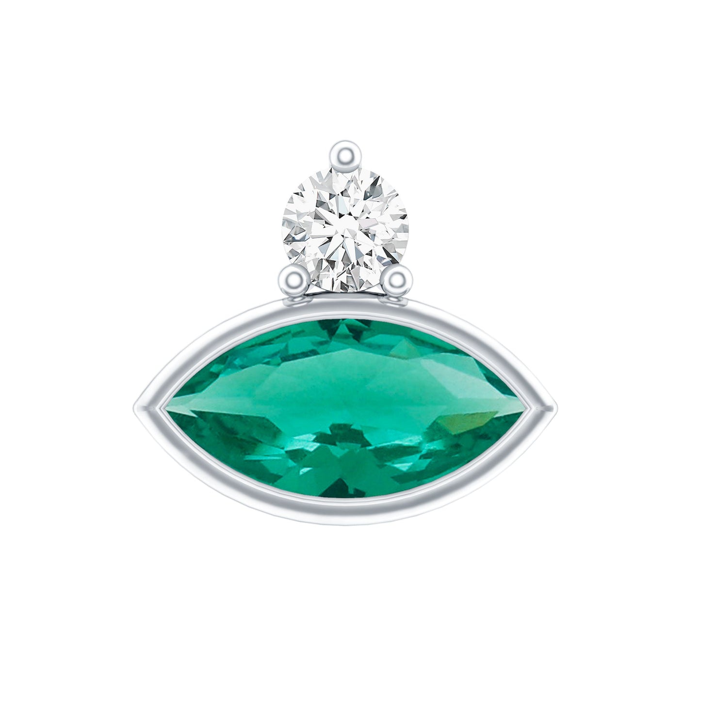 Marquise Cut Lab Grown Emerald Helix Earring with Certificate