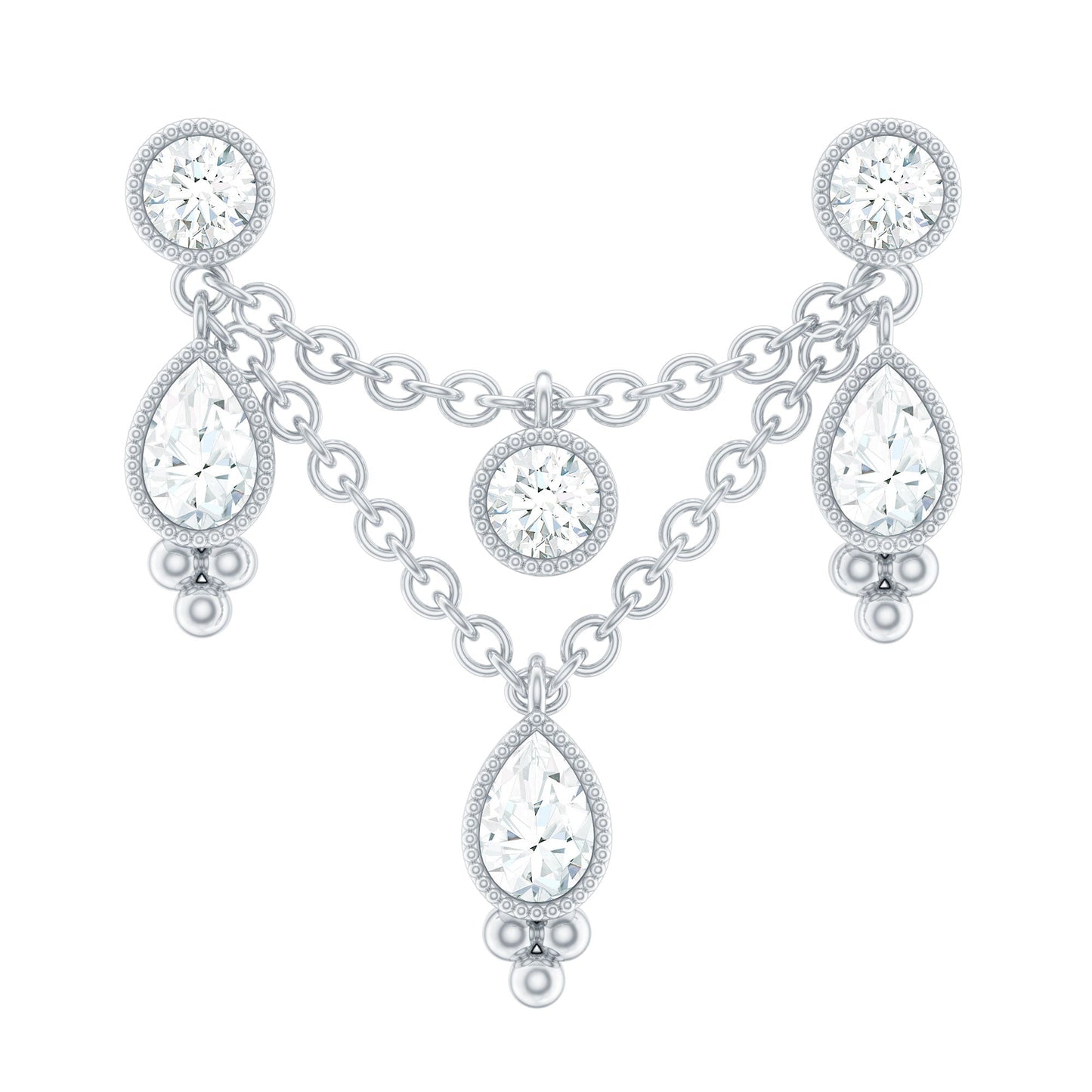 Vintage Inspired Diamond Chain Double Piercing Earring