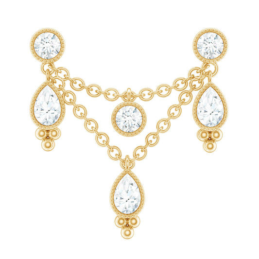 Vintage Inspired Diamond Chain Double Piercing Earring