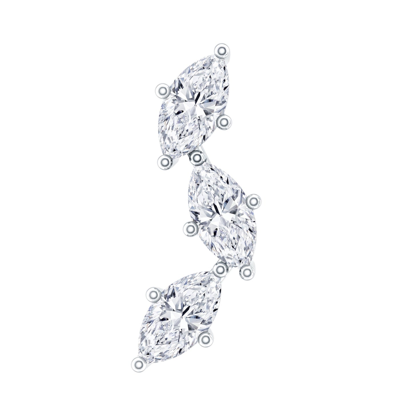 Marquise Cut Moissanite 3 Stone Tragus Earring