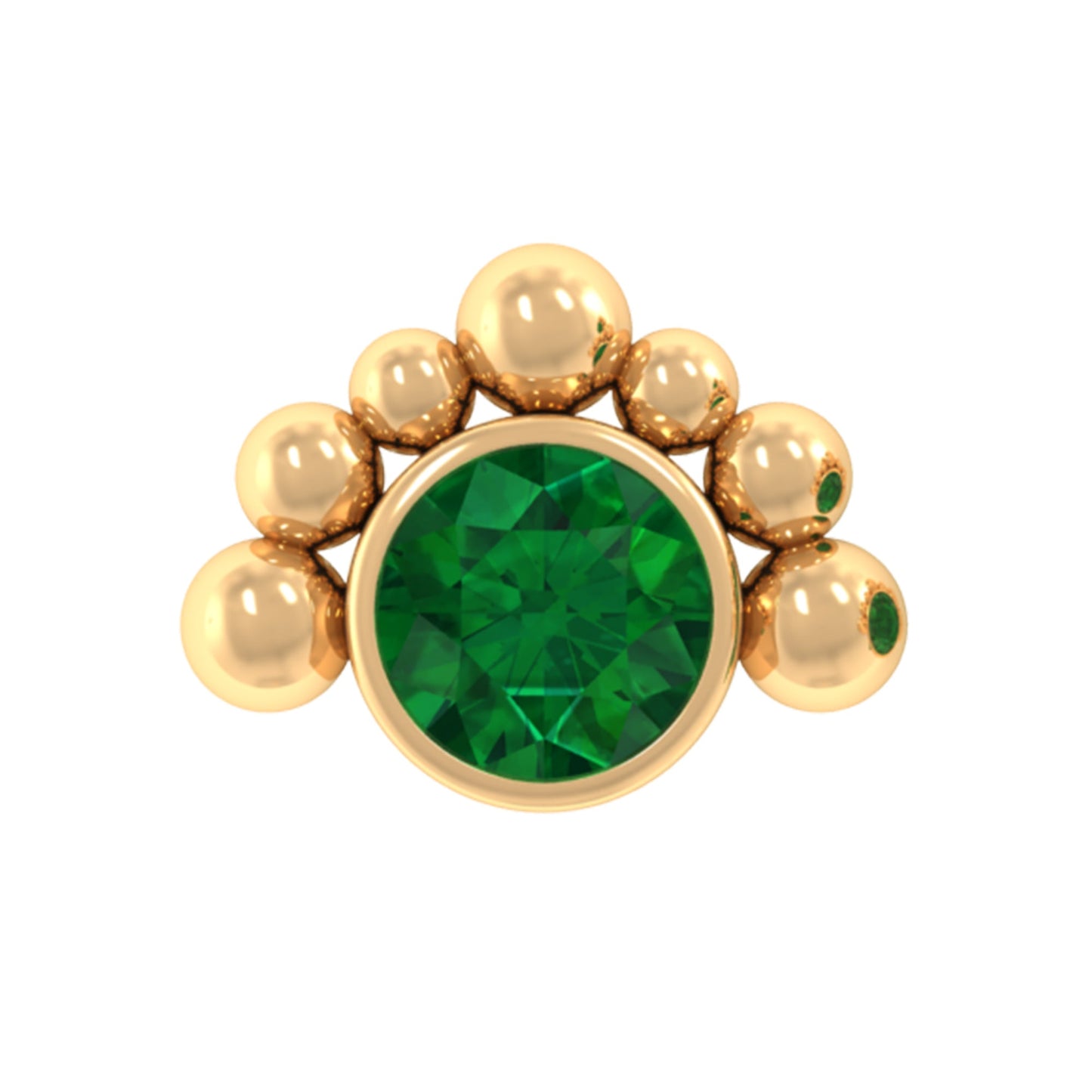 Dainty Round Emerald Tragus Earring with Beaded Detailing
