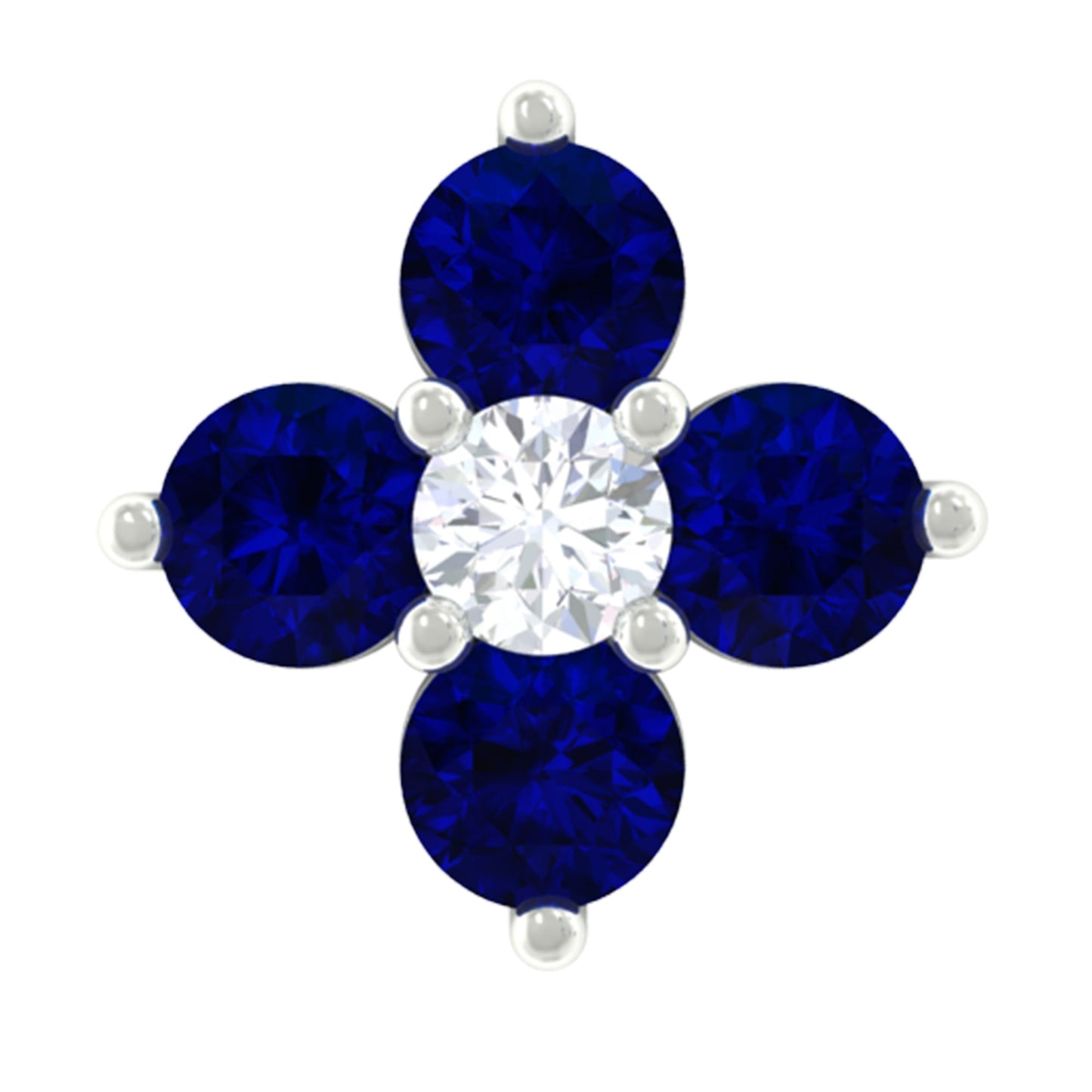 Natural Blue Sapphire Flower Earring for Rook Piercing