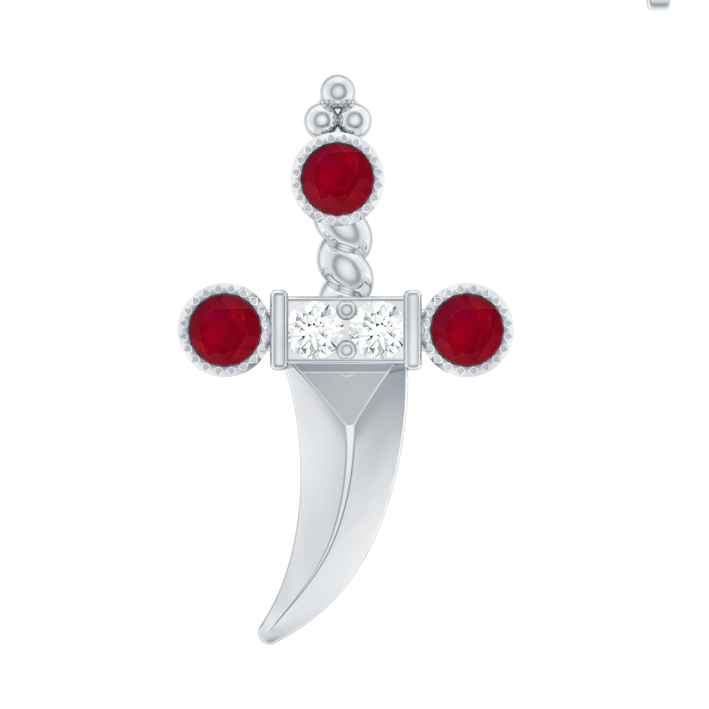 Real Ruby and Diamond Dagger Helix Earring
