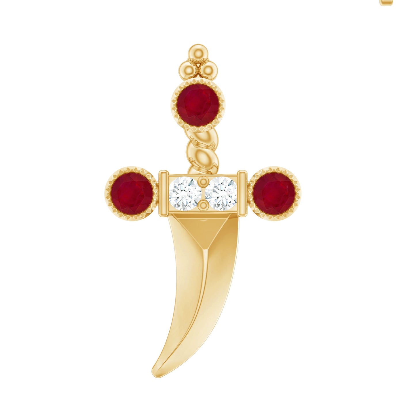 Real Ruby and Diamond Dagger Helix Earring